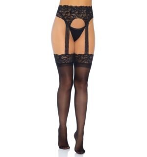 Leg Avenue - Bas Jarretelles Opaque Taille Unique - Gabychou - Bas jarretière