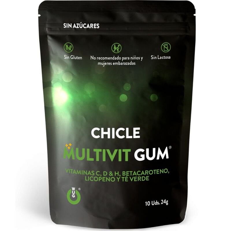 Wug Gum – Multivitamines C, H, D, Bêta-carotène, Lycopène et Thé Vert 10 Unités