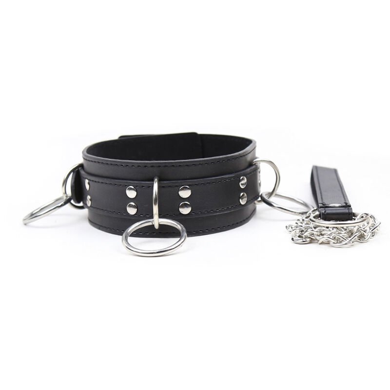 Ohmama Fetish - Collier de Soumission avec 3 Anneaux - Gabychou - Articles BDSM