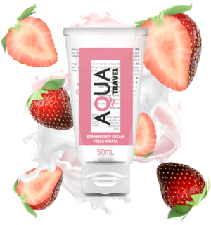 Aqua Travel - Lubrifiant à Base d'Eau Saveur Crème de Fraise 50ml - Gabychou - Aux saveurs délicieuses