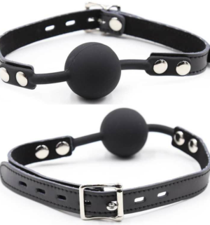 Ohmama Fetish - Bâillon à Boule en Silicone avec Ceinture en Cuir - Gabychou - Baillons boules