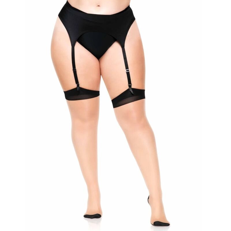 Leg Avenue - Cuisses Hautes Lycra Sheer 2 Tons Avec Couture Arrière et Talon Cubain Plus - Gabychou - Chaussettes