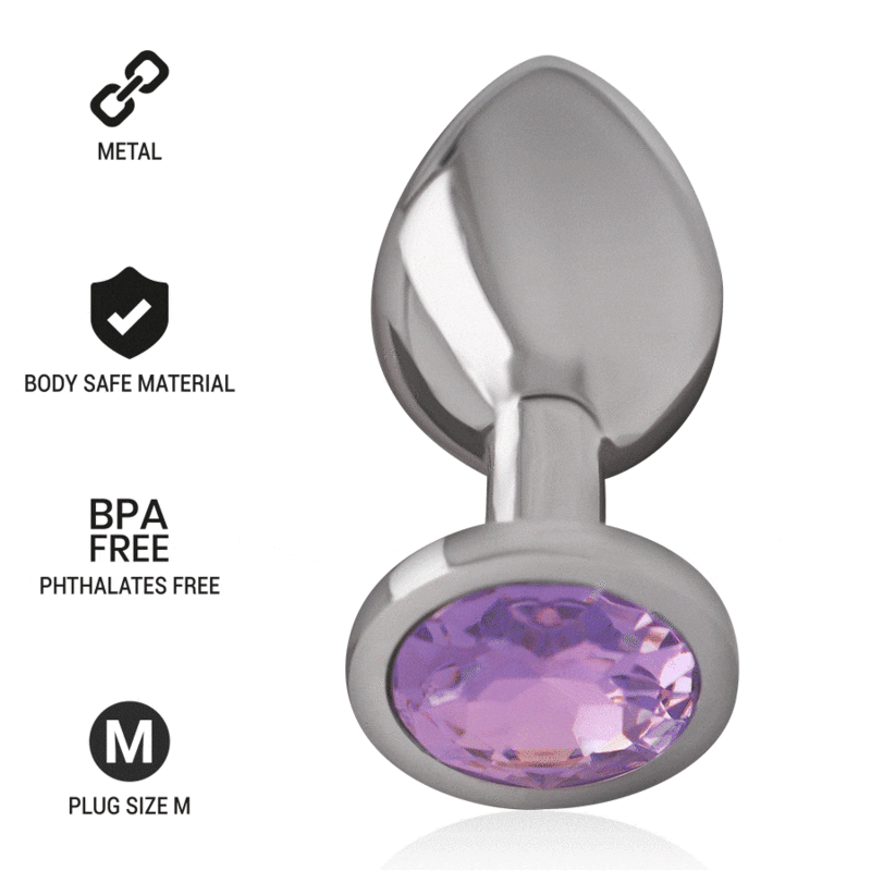 Intense - Plug Anal en Aluminium Avec Cristal Violet Taille M - Gabychou - Anal