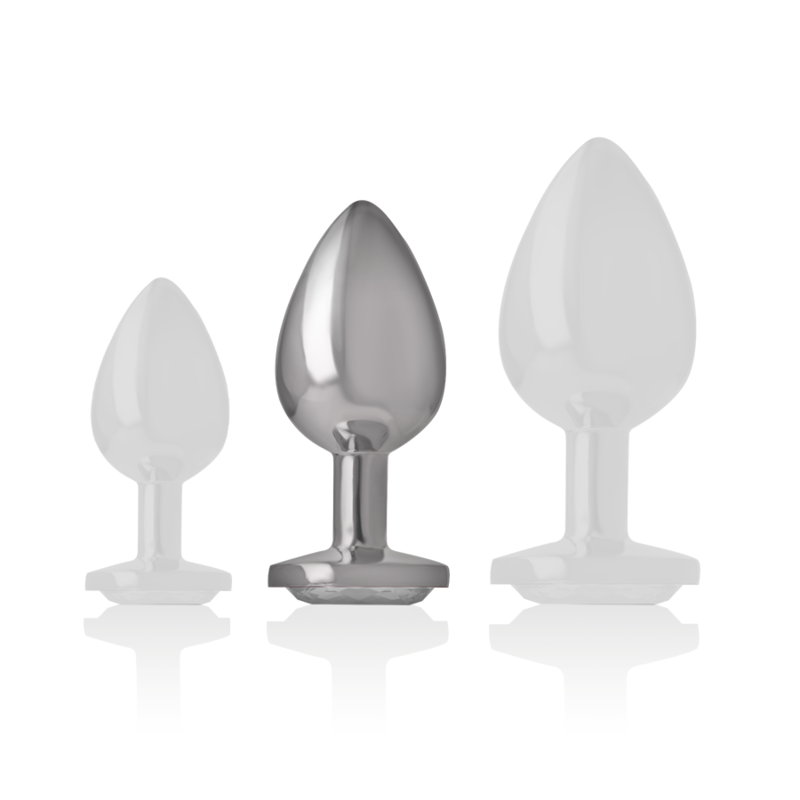 Intense - Plug Anal en Aluminium avec Cristal d'Argent Taille M - Gabychou - Anal