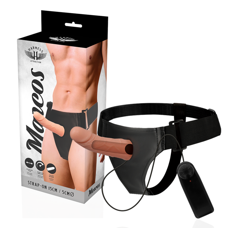 Harness Attraction – Rênes Cadres Creux avec Vibrateur 15 cm – Ø 5 cm