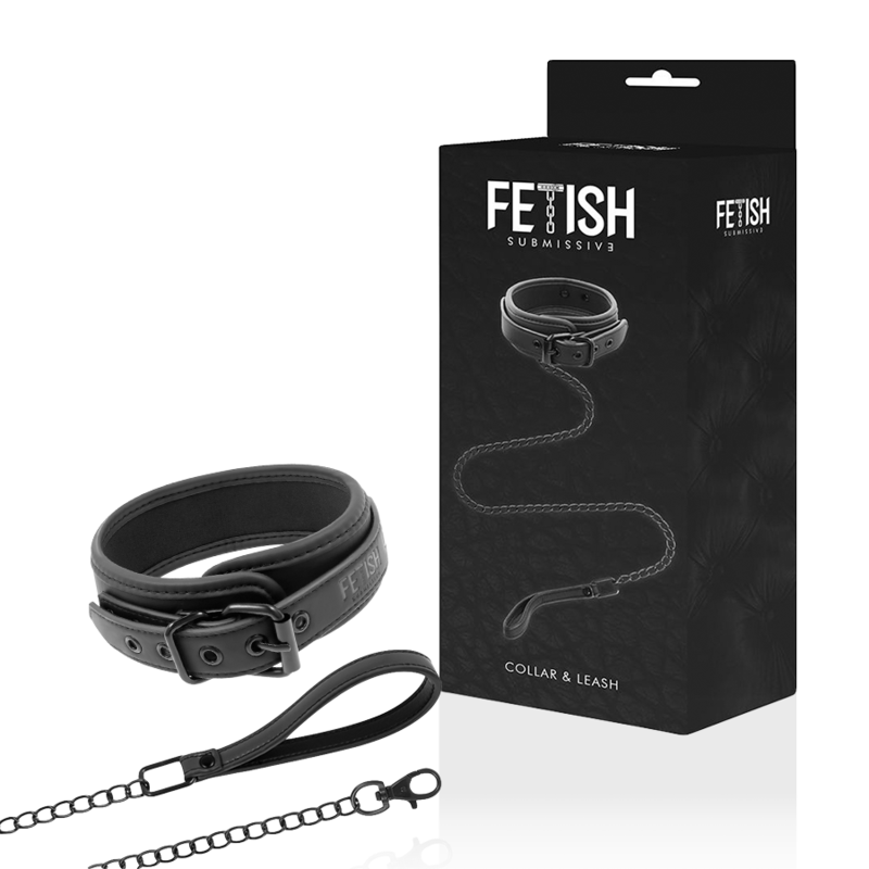 Fetish Submissive – Collier avec Chaîne et Doublure en Néoprène