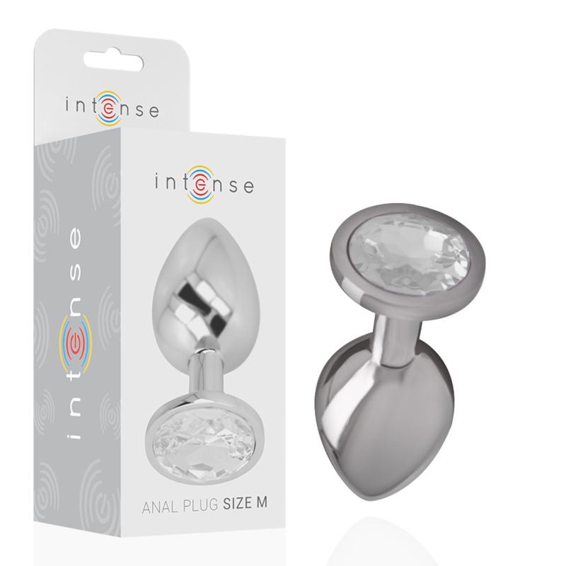 Intense - Plug Anal en Aluminium avec Cristal d'Argent Taille M - Gabychou - Anal