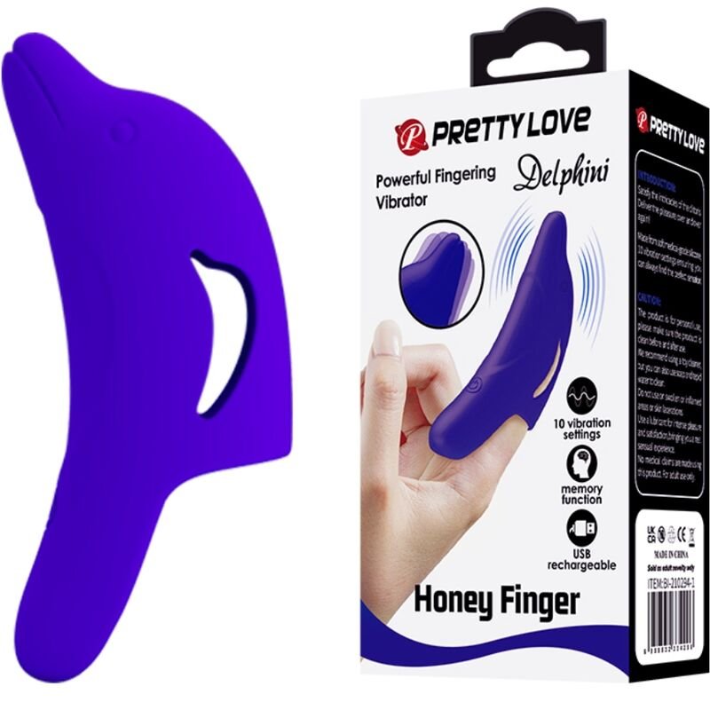 Pretty Love – Stimulateur de Doigts Puissant Delphini Bleu Foncé