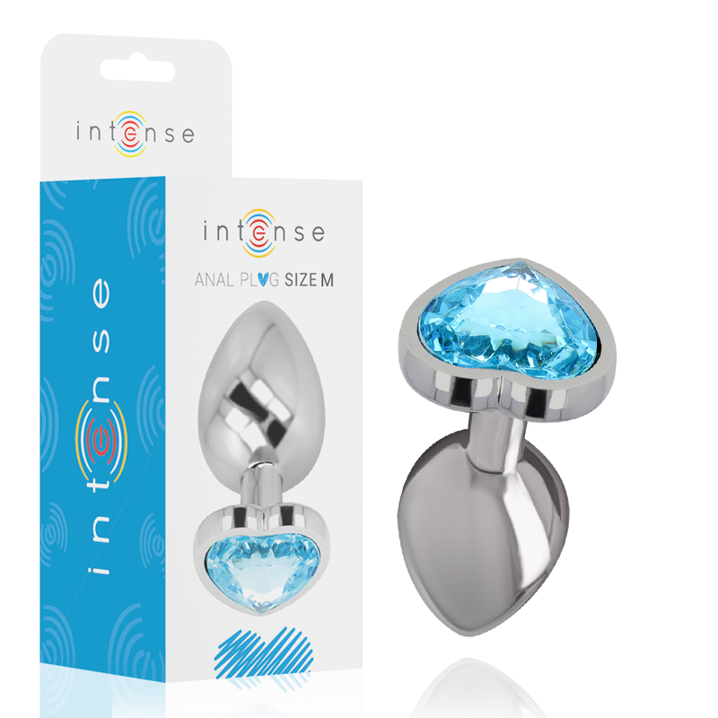 Intense - Plug Anal en Métal Aluminium avec Coeur Bleu, Taille M - Gabychou - Anal