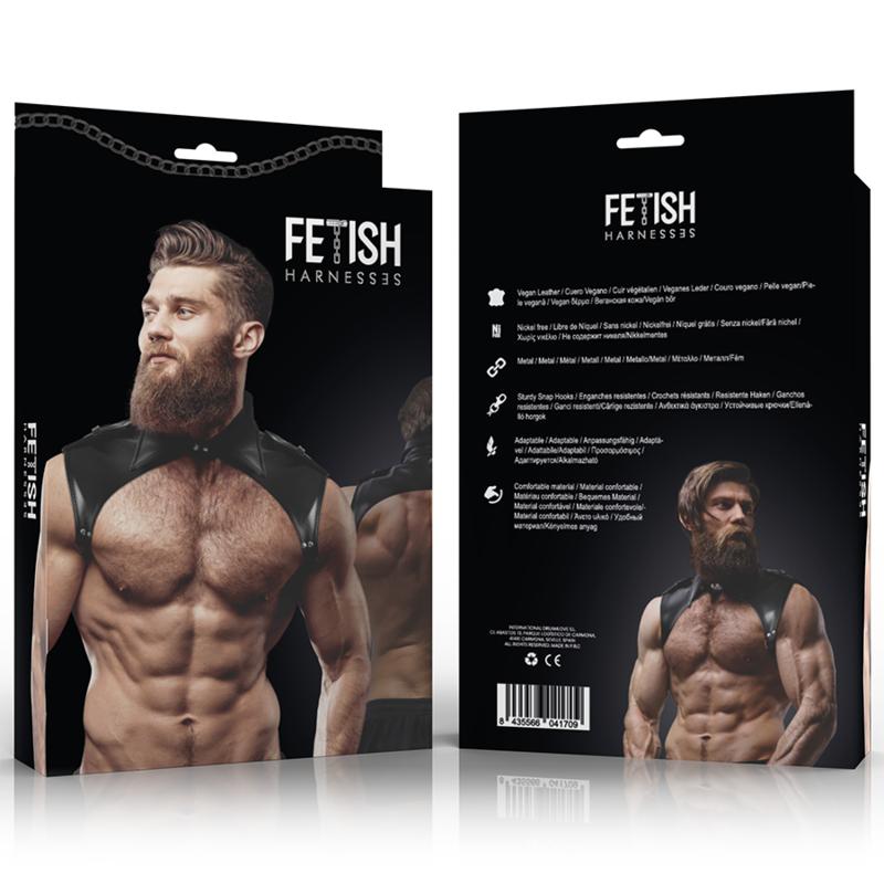 Fetish Submissive Attitude - Harnais de Cou Ajustable en Cuir Écologique Brigade pour Hommes - Gabychou - Articles BDSM
