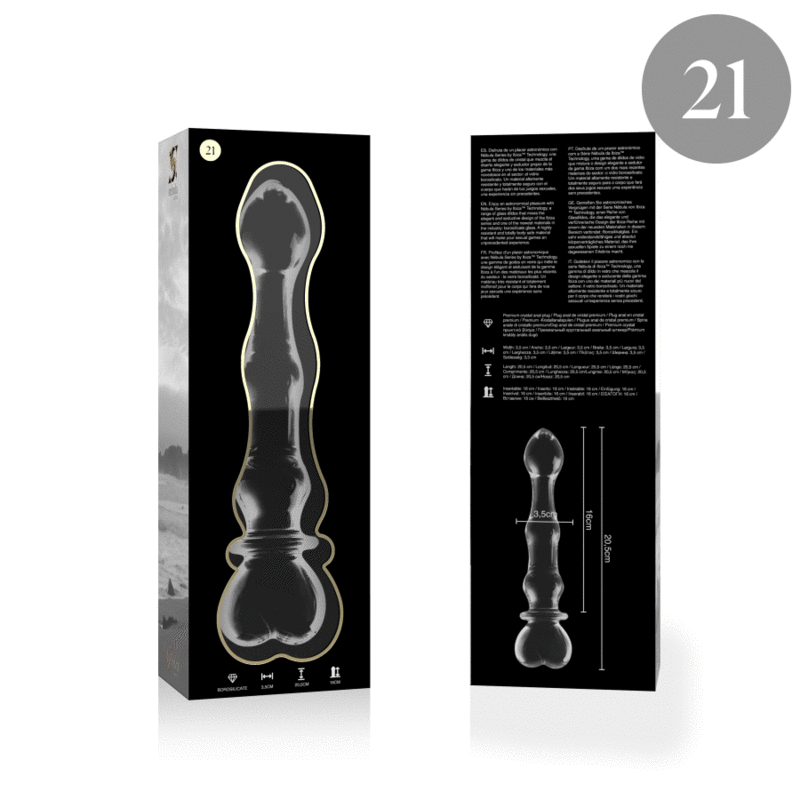 Ibiza - Nebula Series Modèle 21 Gode en Verre Borosilicate 20,5 x 3,5 cm Clair - Gabychou - Godes sans vibration