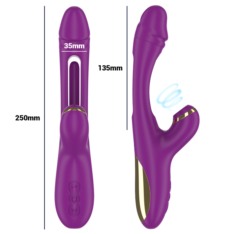 Intense - Vibrateur Multifonction Ateneo Rechargeable avec Langue Oscillante et Suceur, 7 Vibrations, Violet - Gabychou - Jouets pour femmes