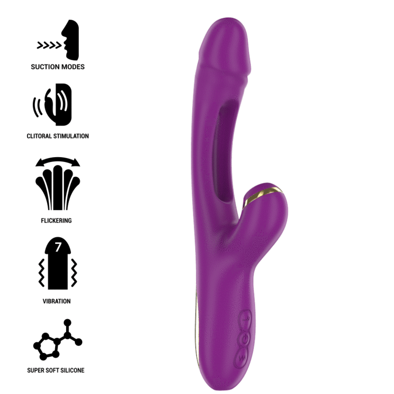 Intense - Vibrateur Multifonction Ateneo Rechargeable avec Langue Oscillante et Suceur, 7 Vibrations, Violet - Gabychou - Jouets pour femmes
