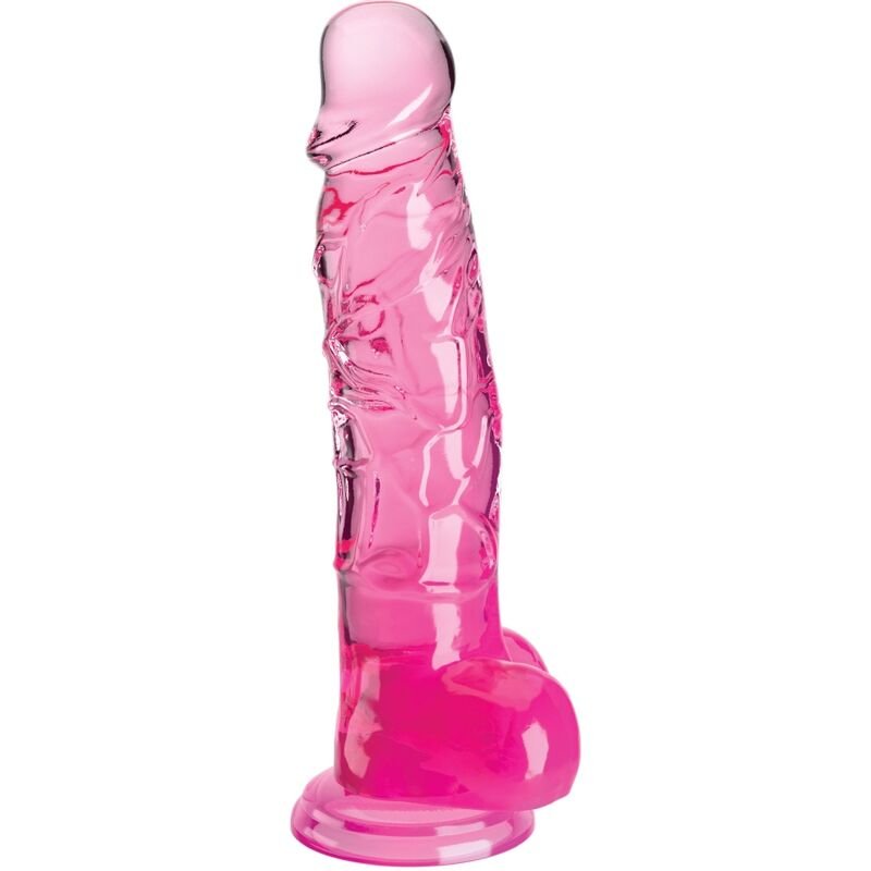 King Cock – Pénis Réaliste avec Boules 16.5 cm Transparent Rose