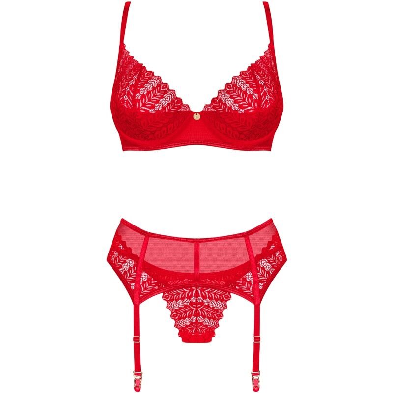 Obsessive - Ensemble Trois Pièces Ingridia Rouge XS/S - Gabychou - Ensemble lingerie sexy