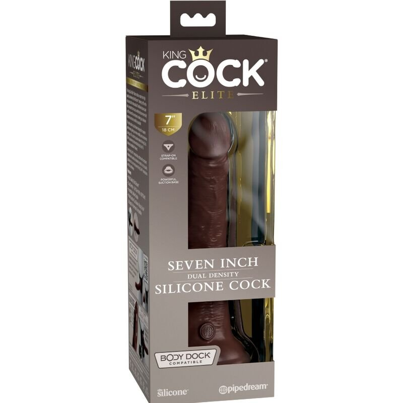 King Cock - Elite Gode Réaliste en Silicone 17.8 Cm Marron - Gabychou - Godes ceinture