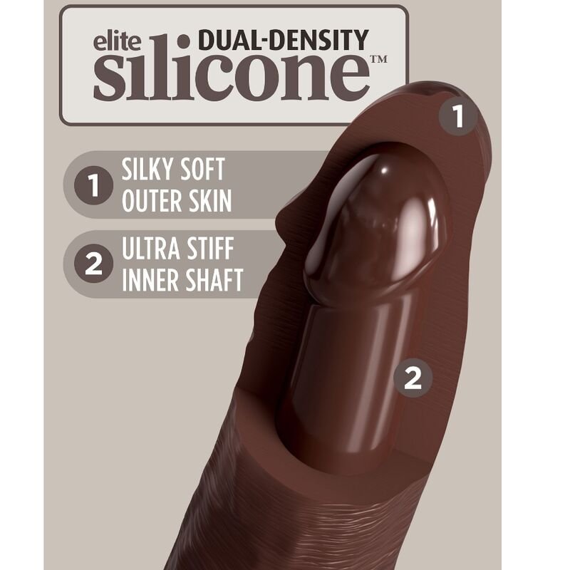 King Cock - Elite Gode Réaliste en Silicone 17.8 Cm Marron - Gabychou - Godes ceinture
