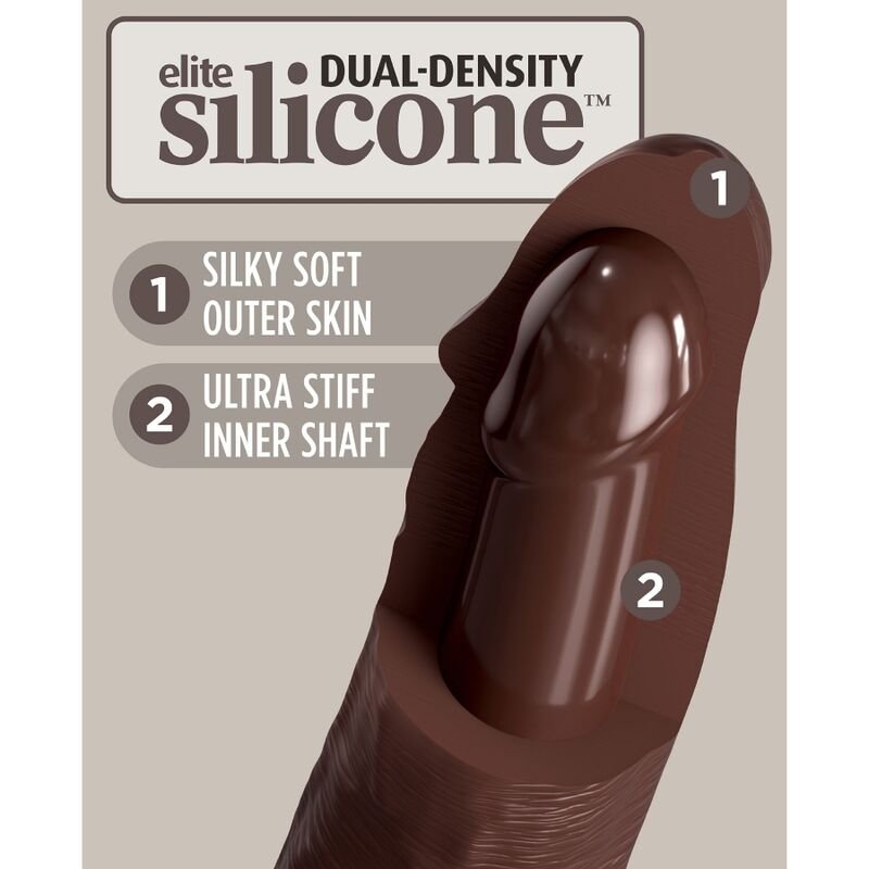 King Cock - Gode Réaliste Elite en Silicone 28 Cm Marron - Gabychou - Godes ceinture