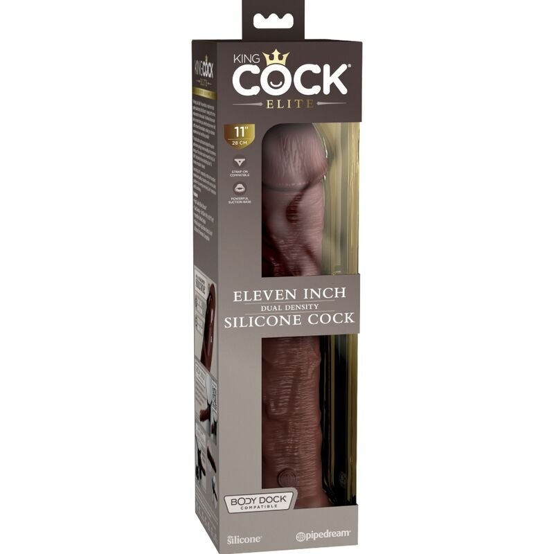 King Cock - Gode Réaliste Elite en Silicone 28 Cm Marron - Gabychou - Godes ceinture