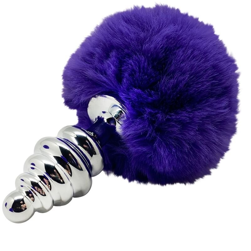 Alive – Plug Anal Spiral Métal Fluffy Violet Foncé Taille S