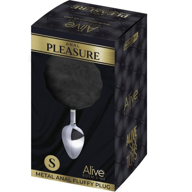 Alive - Plug Anal Lisse Métal Fluffy Noir Taille S - Gabychou - Anal