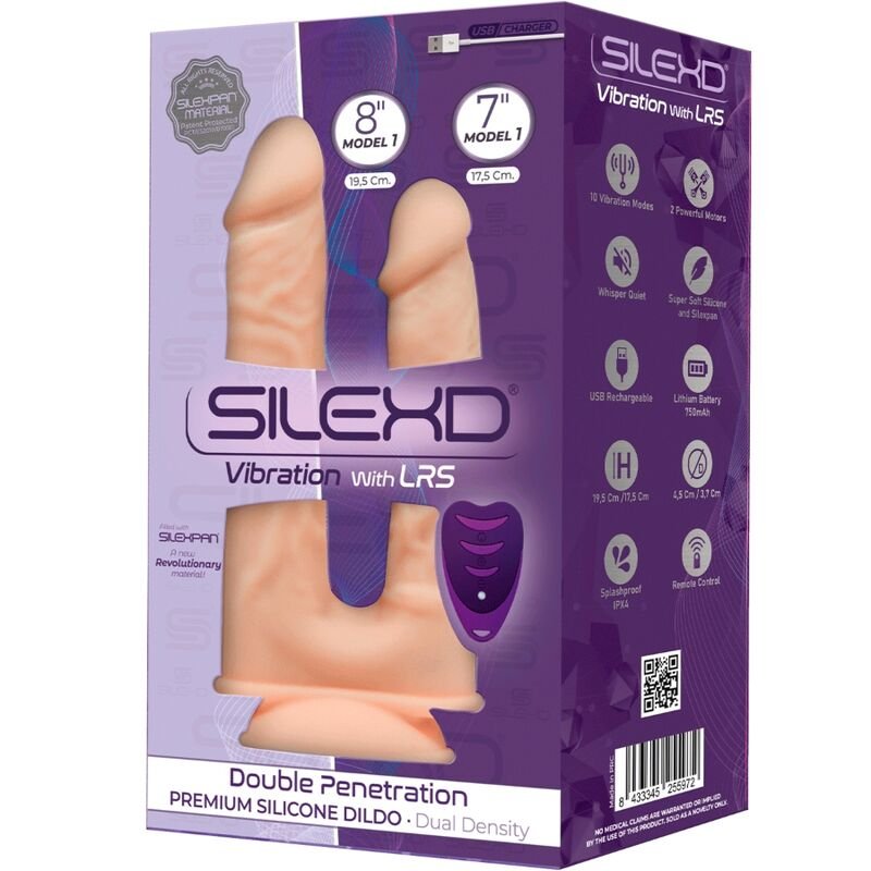 Silexd - Vibrateur Pénis Réaliste Double Pénétration Premium Silexpan Silicone Télécommande 17.5/19.5 cm Modèle 1 - Gabychou - Double Pénis