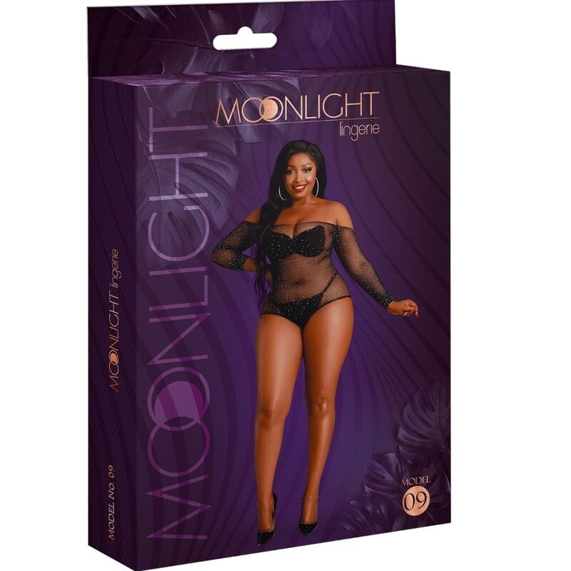 Moonlight - Body à Manches Longues Noir Brillant Modèle 9 Grande Taille - Gabychou - Bodys
