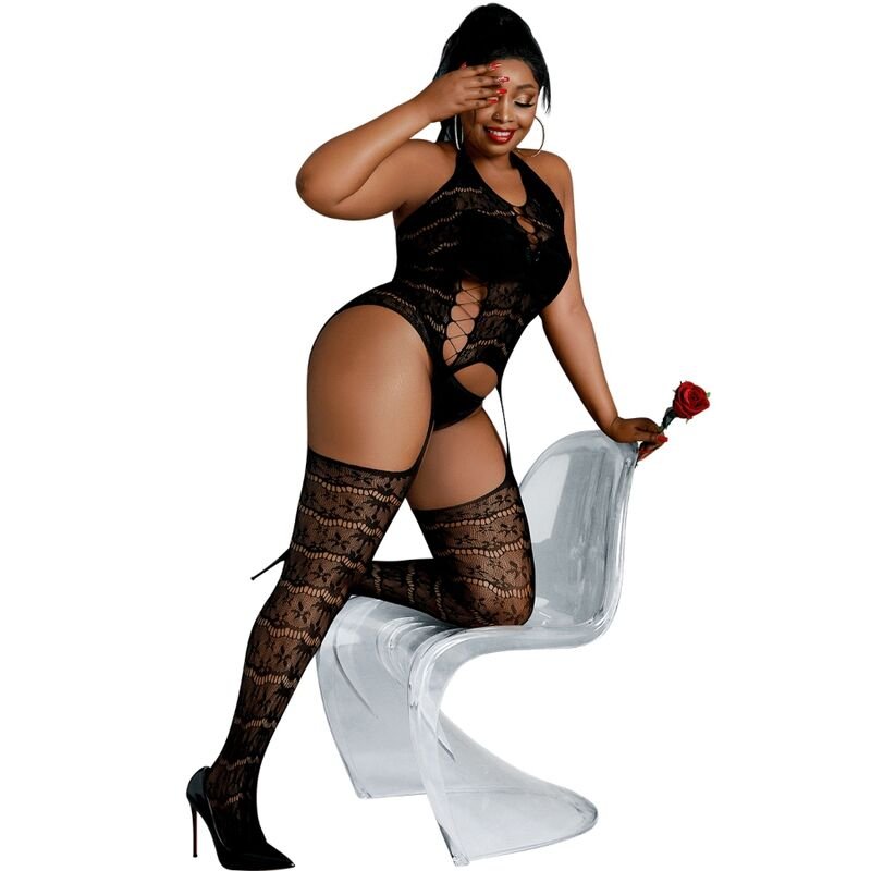 Moonlight - Bodystocking Modèle 2 Noir Grande Taille - Gabychou - Bodys sans entrejambe