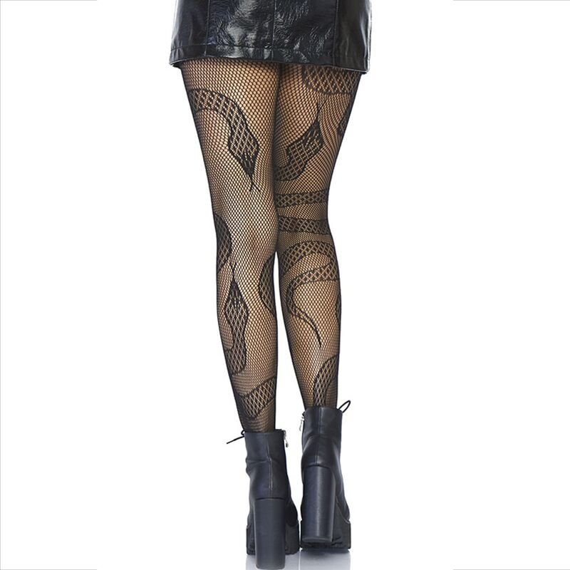 Leg Avenue - Bas Net avec Motif Serpents Noir - Gabychou - Chaussettes