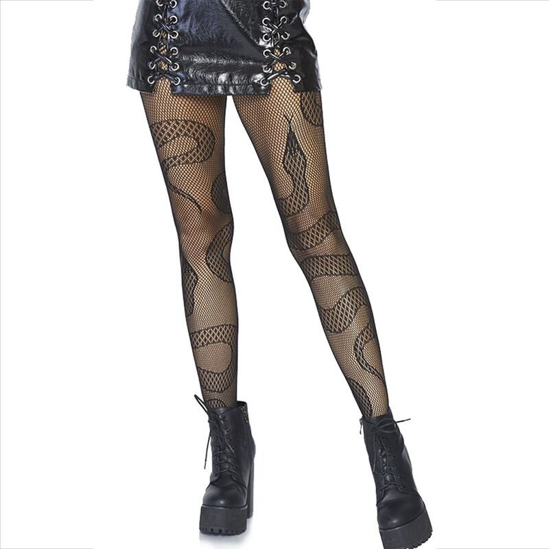 Leg Avenue - Bas Net avec Motif Serpents Noir - Gabychou - Chaussettes