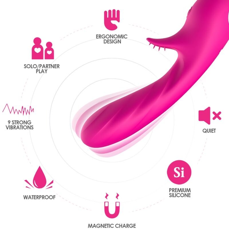 Armony - Vibrateur Romance avec Stimulateur Fuchsia - Gabychou - Rotateurs vibrants