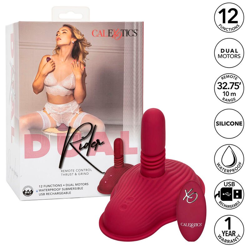 California Exotics - Masseur Rider Double Moteur avec Télécommande Rouge - Gabychou - Jouets pour femmes