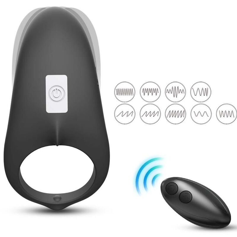 Armony – Anneau Vibrateur Shark pour Couples avec Télécommande Noir