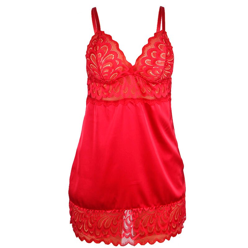 Subblime - Babydoll Satiné avec Dentelle Rouge S/M - Gabychou - Lingerie Femme