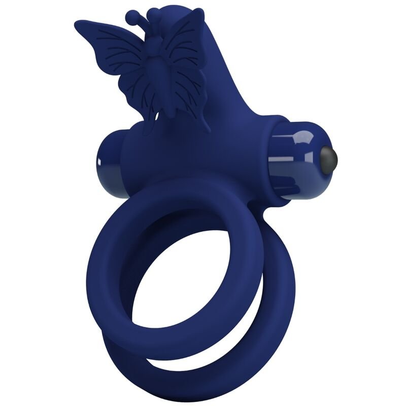 Pretty Love – Jamele Double Anneau Avec Vibration  Stimulateur De Papillon Bleu
