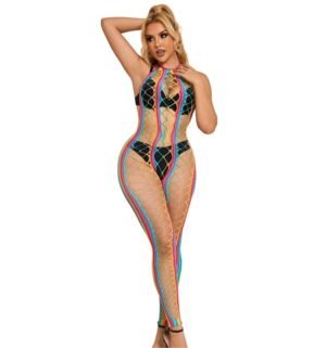 Subblime - Bodystocking Résille Col Licou Arc-en-ciel Taille Unique 952358 - Gabychou - Lingerie épicée