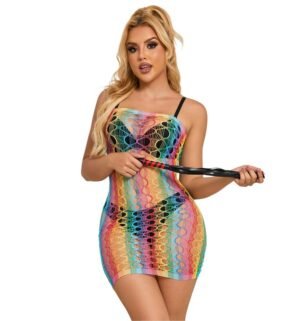 Subblime - Bodystocking Résille Épaules Nues Arc-en-ciel Taille Unique - Gabychou - Lingerie épicée