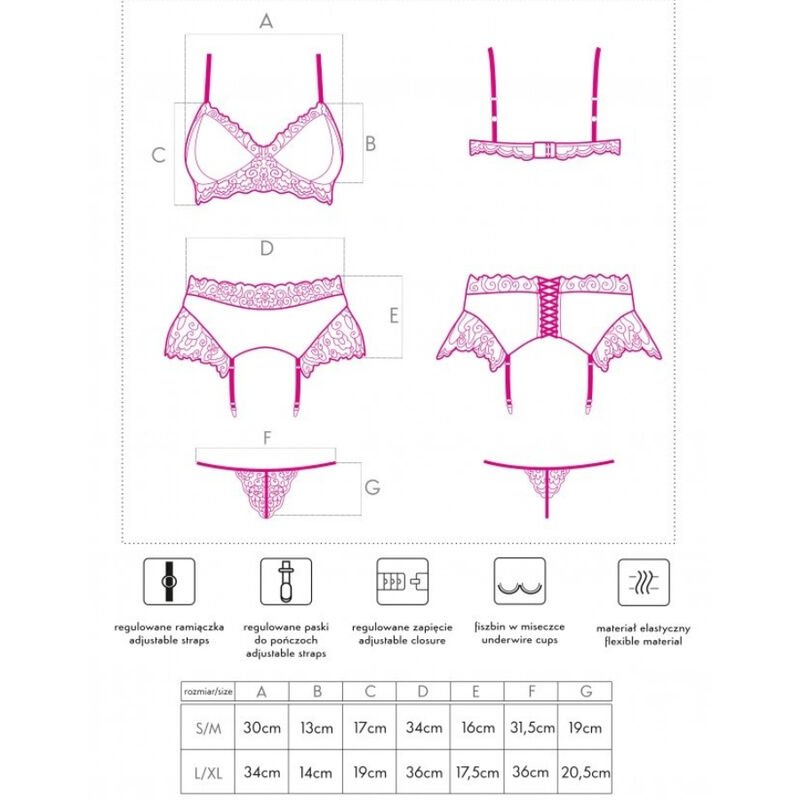 Livco Corsetti Fashion - Soutien-gorge, Culotte et Porte-jarretelles Nahir Lc 20214 S/m - Gabychou - Bas jarretière