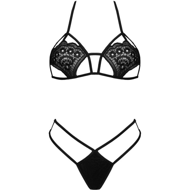 Livco Corsetti Fashion - Ensemble Soutien-gorge et String Jimena Lc 20216 Noir Taille Unique - Gabychou - Lingerie Femme