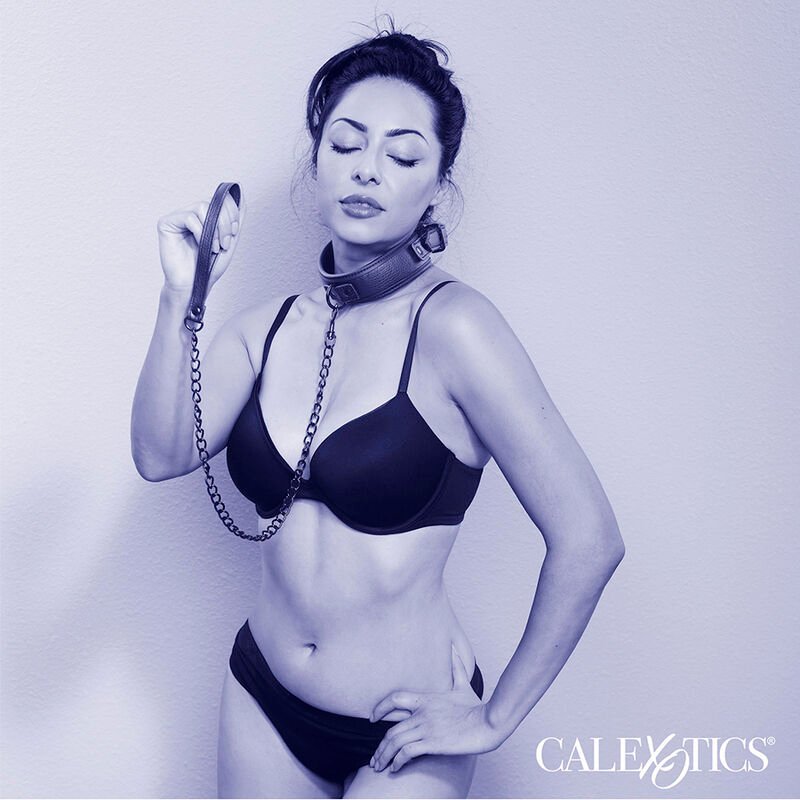 Calexotics - Collier et Laisse en Cuir Réglable Noir Nocturnal - Gabychou - Colliers