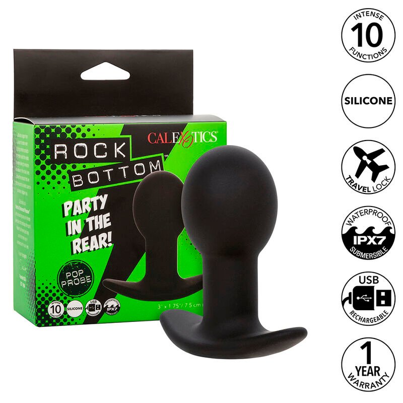 Calexotics – Plug Anal Rock Bottom 10 Vibrations Silicone Noir