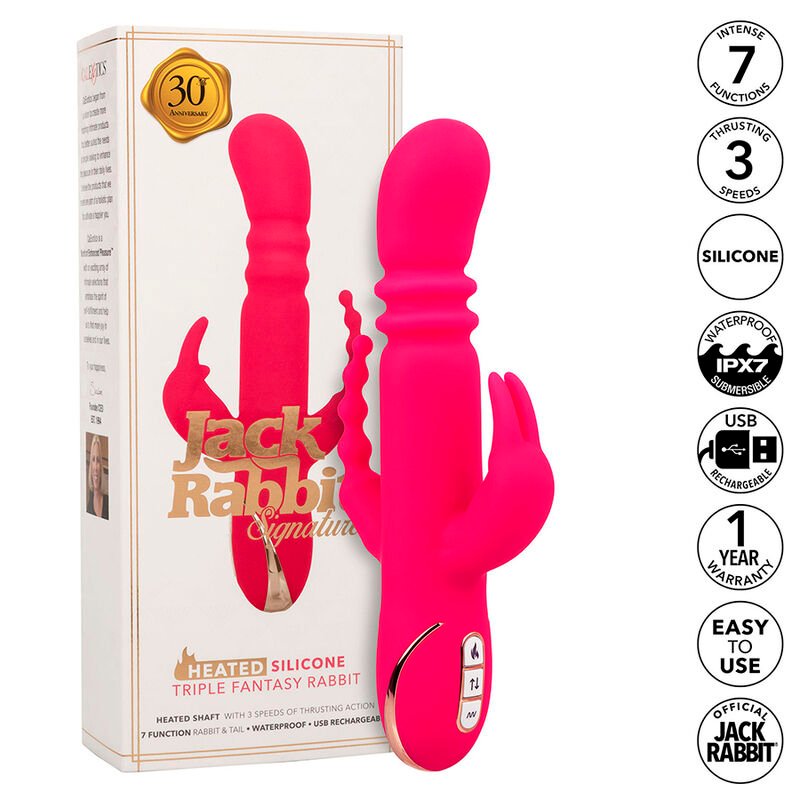 Calexotics - Triple Vibrateur Chauffant Lapin Jack Fantasy Rose - Gabychou - Jouets pour femmes
