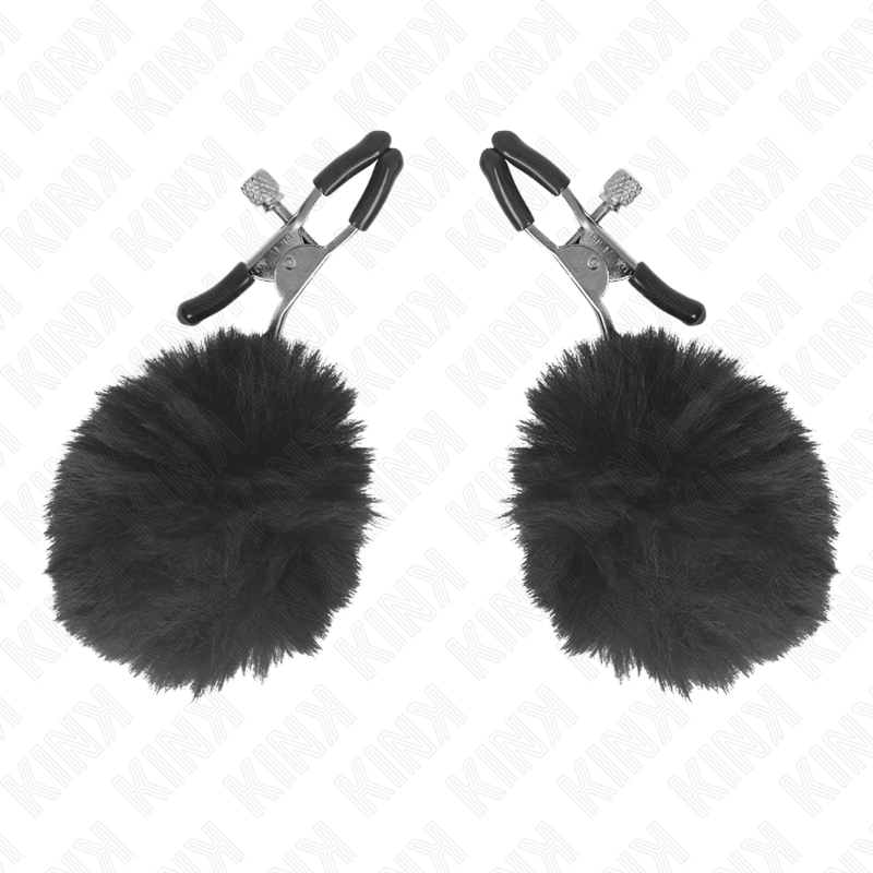 Kink – Pince à Menton Boule en Fausse Fourrure Noir 6 cm