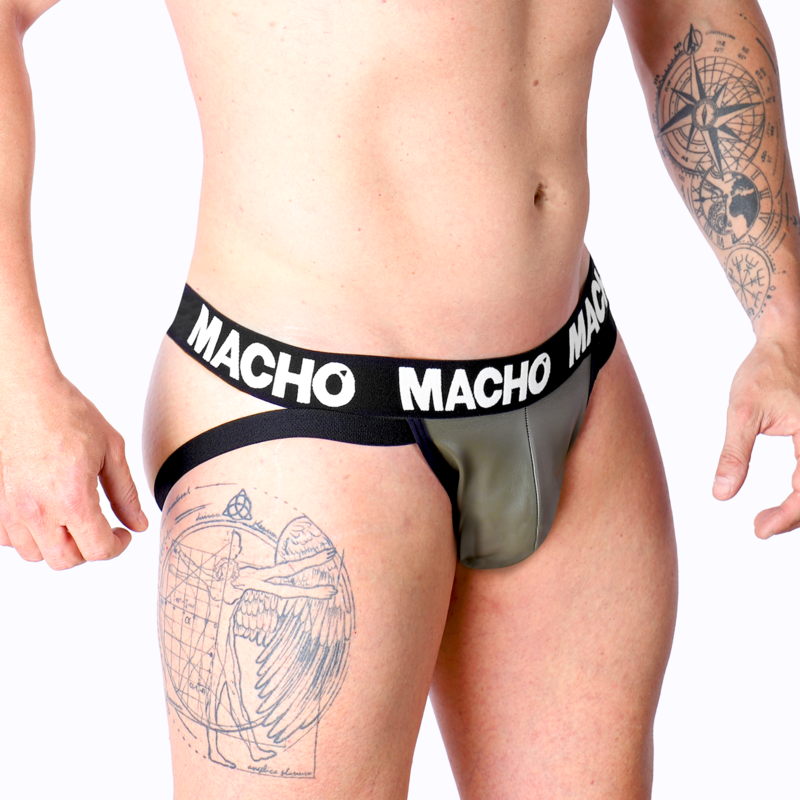 Macho - Jockstrap Mx27gr en Cuir Gris Beige S - Gabychou - Jockstraps