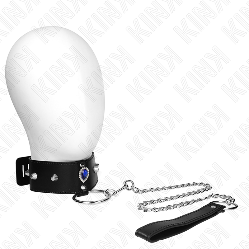 Kink – Collier Ajustable avec Bracelet et Diamants Bleus, 65 cm x 5 cm, 36-43 cm