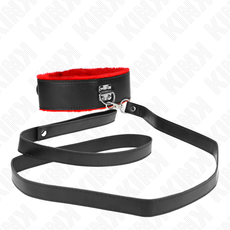 Kink - Collier et Bracelet en Cuir Rouge Ajustable avec Ceinture de 116 cm et Bracelet de 40-48 cm x 6 cm - Gabychou - Colliers