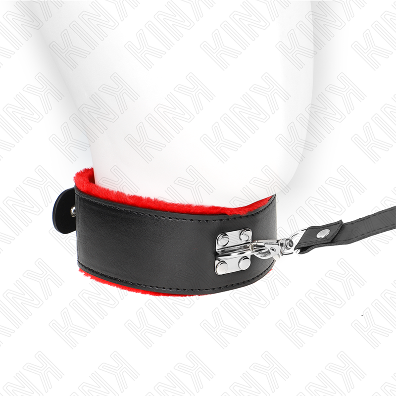 Kink - Collier et Bracelet en Cuir Rouge Ajustable avec Ceinture de 116 cm et Bracelet de 40-48 cm x 6 cm - Gabychou - Colliers