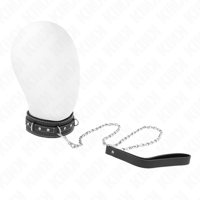 Kink – Collier en Cuir PVC avec Ceinture Rivet Strass 105 cm x 41,5 cm x 4 cm