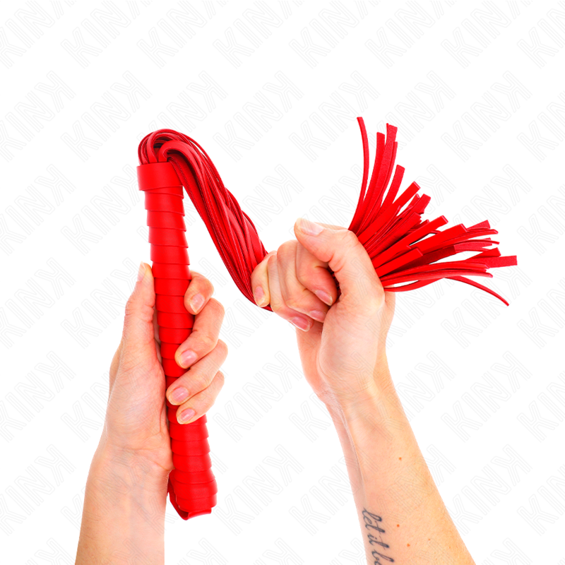 Kink - Fouet avec Manche Texturé Rouge de 48,5 cm - Gabychou - Articles BDSM