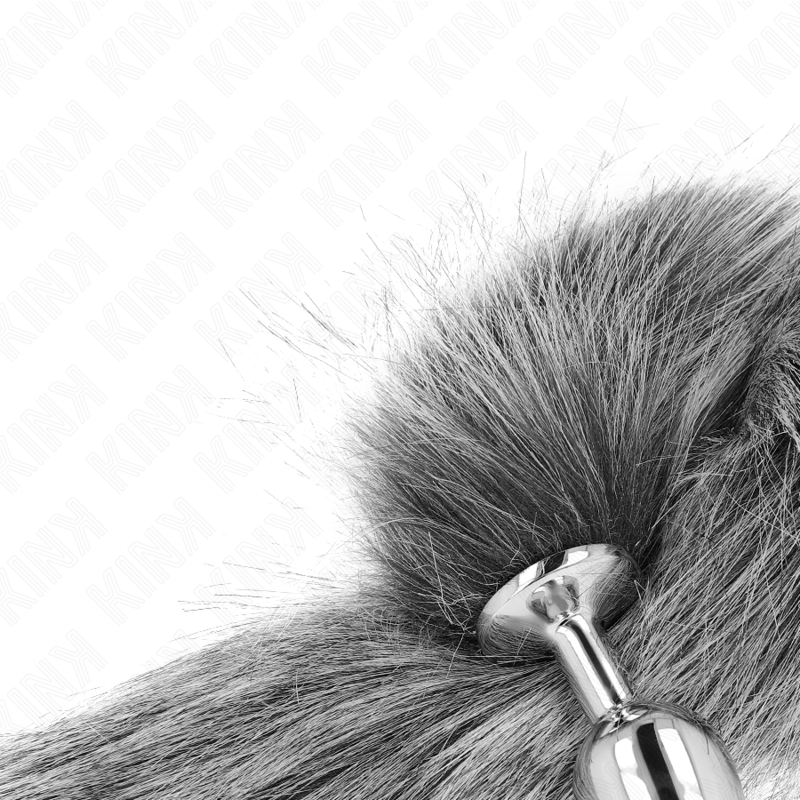 Kink - Plug Anal Taille S avec Queue Synthétique Gris 40 cm - Gabychou - Articles BDSM